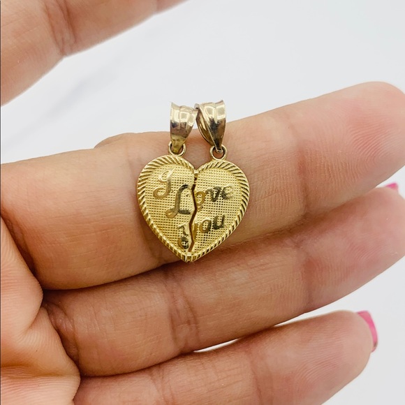 10k Solid Gold I love you Heart Pendant